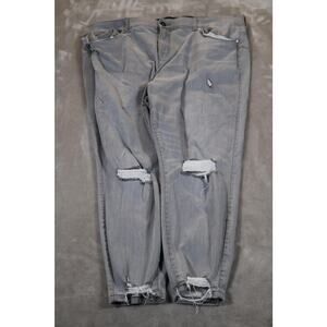 Torrid Bombshell Skinny Jeans Womens 24R Gray Distressed Ripped Super Soft Denim
